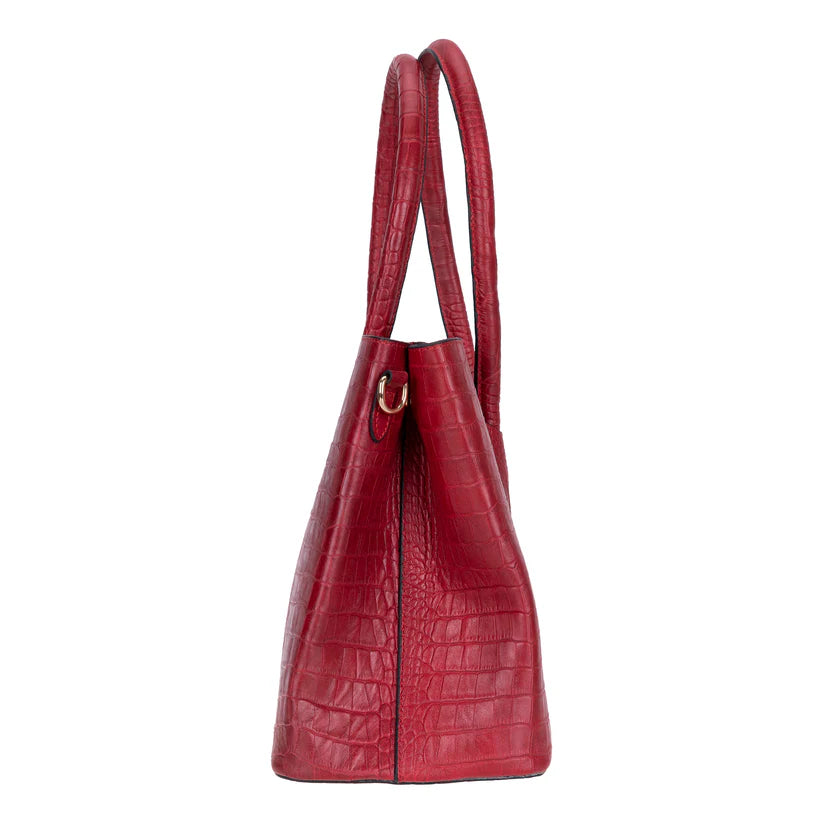 Novelya Hakiki Deri El Çantası - Geniş İç Hacimli Premium Croco Tote Bag