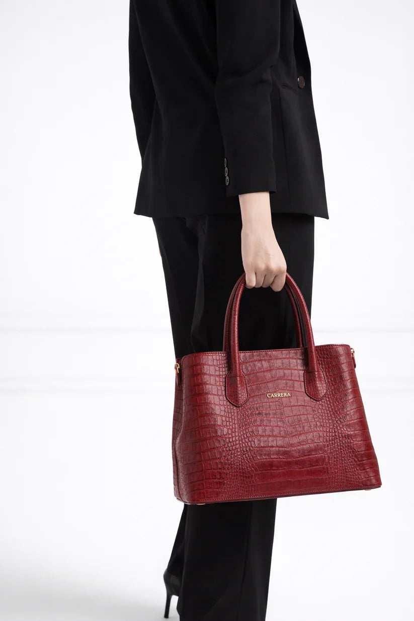 Novelya Hakiki Deri El Çantası - Geniş İç Hacimli Premium Croco Tote Bag