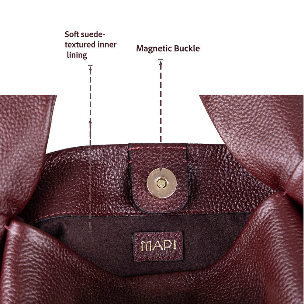 Modern ve Fonksiyonel Tasarımıyla Hakiki Deri Kadın Omuz Çantası – Cortina - Bordo Renk