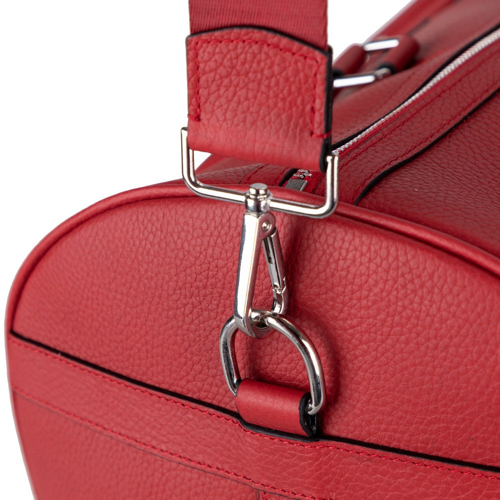 Dolly Gerçek Deri Seyahat Çantası Dokulu Kırmızı