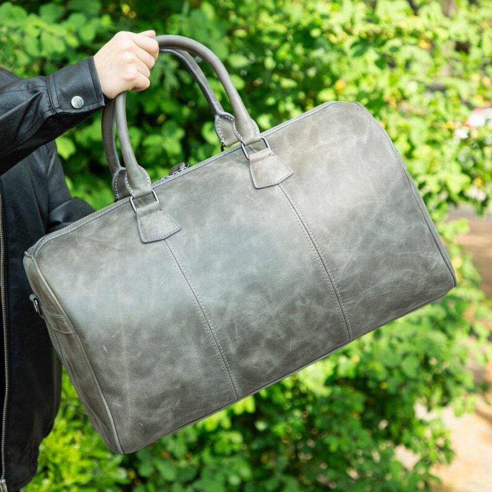 Dolly Hakiki Deri, El Yapımı, Seyahat Çantası, Antik Gri