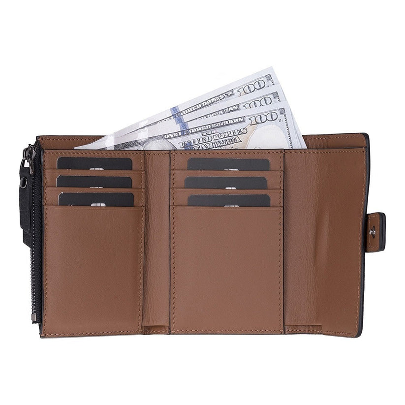 Elba Hakiki Deri, El Yapımı Kadın Deri Cüzdan, Siyah