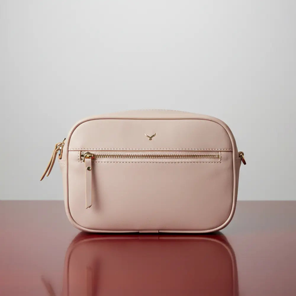 Emerald Hakiki Deri Kadın Omuz Çantası – Kompakt, Zarif ve Kullanışlı - Pudra Renk