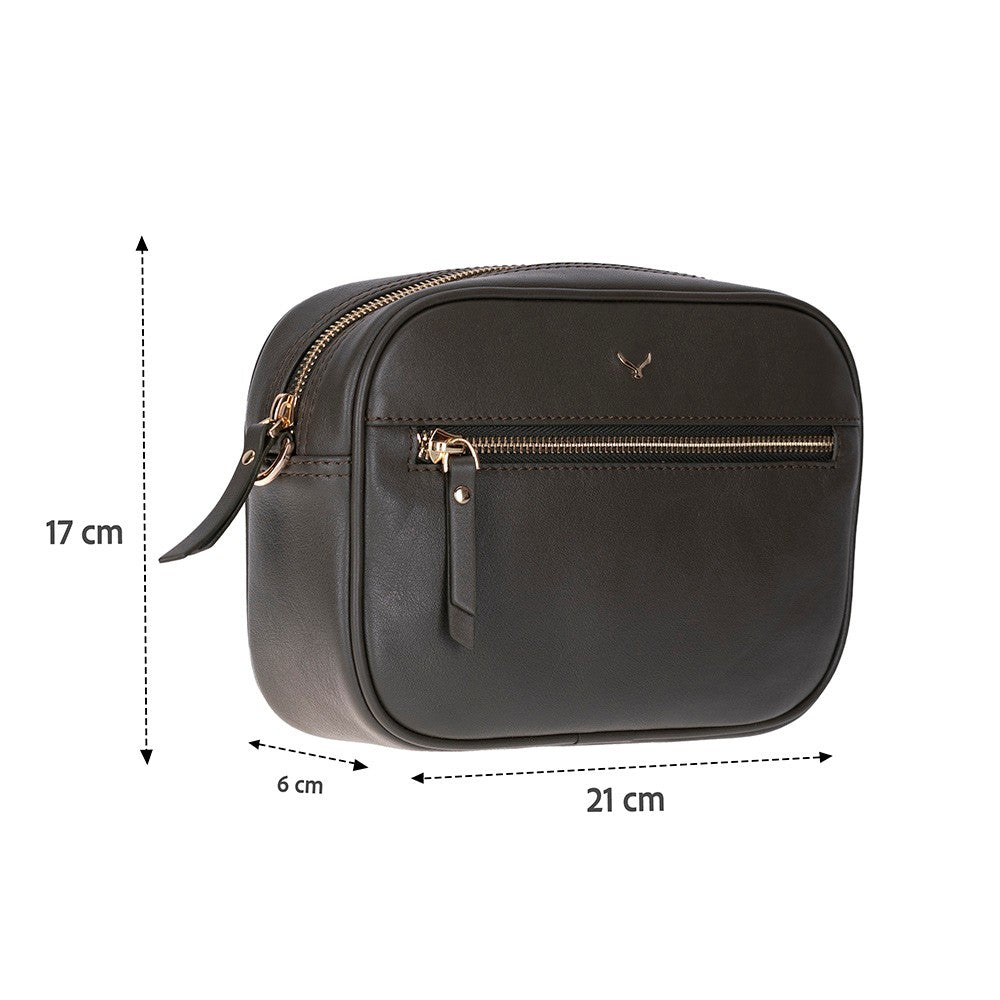 Emerald Hakiki Deri Kadın Omuz Çantası – Kompakt, Zarif ve Kullanışlı - Haki Renk