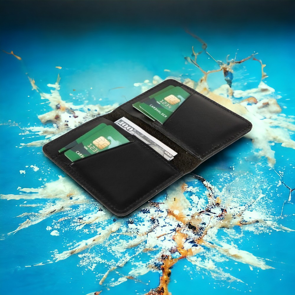 Enrico Hakiki Deri, El Yapımı, Kartlık, 6 Adet kart bölmeli, Parlak Siyah