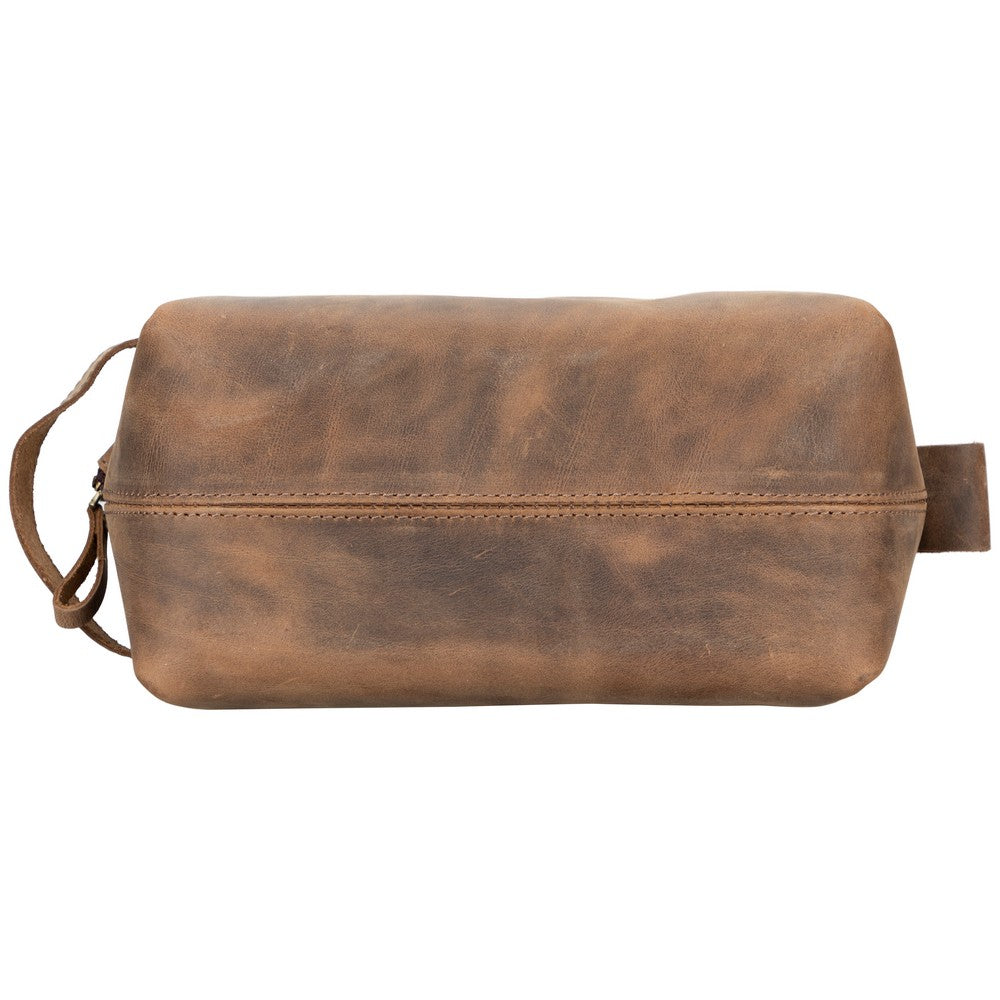 Eve Dopp Kit, Hakiki Deri, El Yapımı, Kişisel Bakım Çantası, XL Ölçü, Antik Kahve