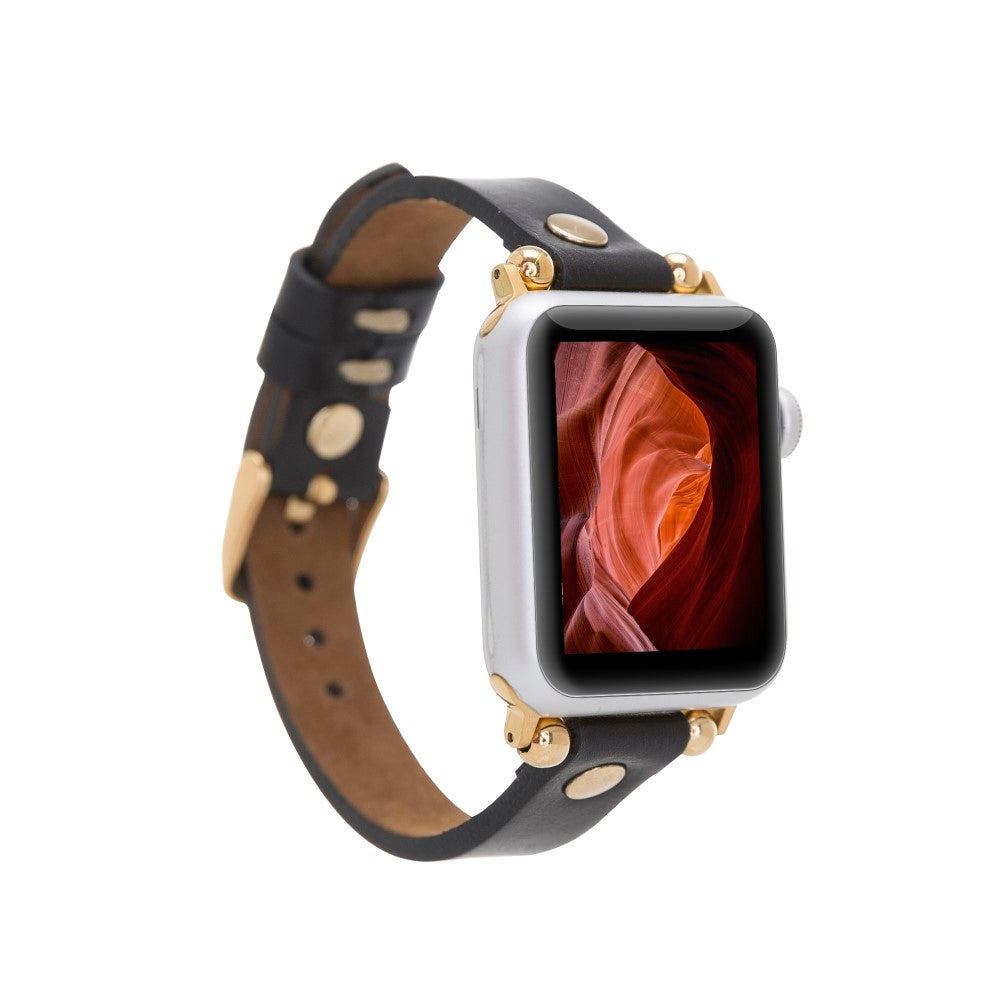 Apple Watch Uyumlu Deri Kordon GT RST1 Siyah