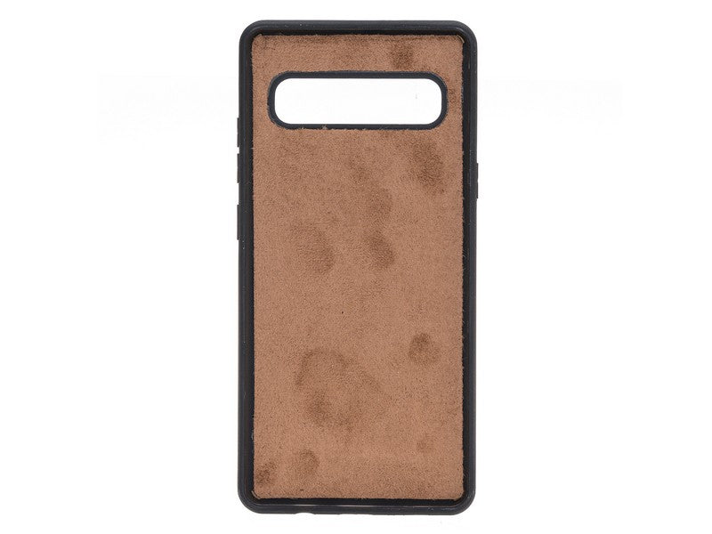 Samsung Galaxy S10 5G Uyumlu Deri Arka Kapak Foncaze G2 Kahve