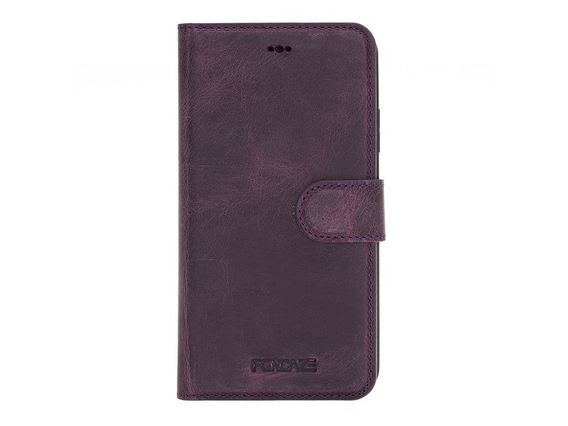 Apple iPhone XR Uyumlu Deri Cüzdanlı Kılıf Foncaze G7 Mor