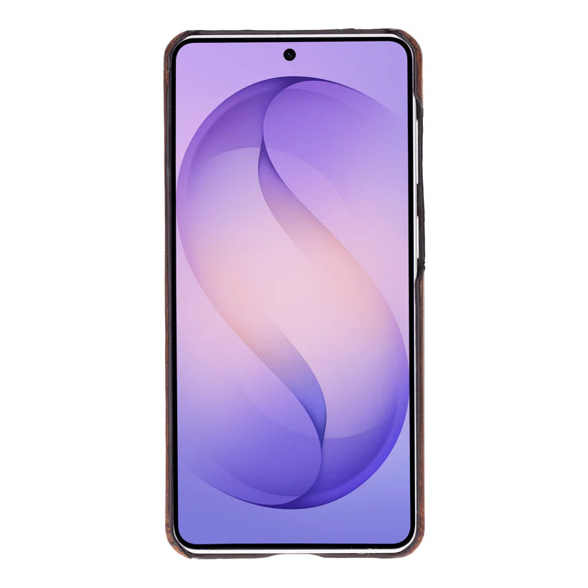 Galaxy S26 için, Hakiki Deri, El Yapımı Kılıf, İç Yüzeyi Kadife, Antik Kahve