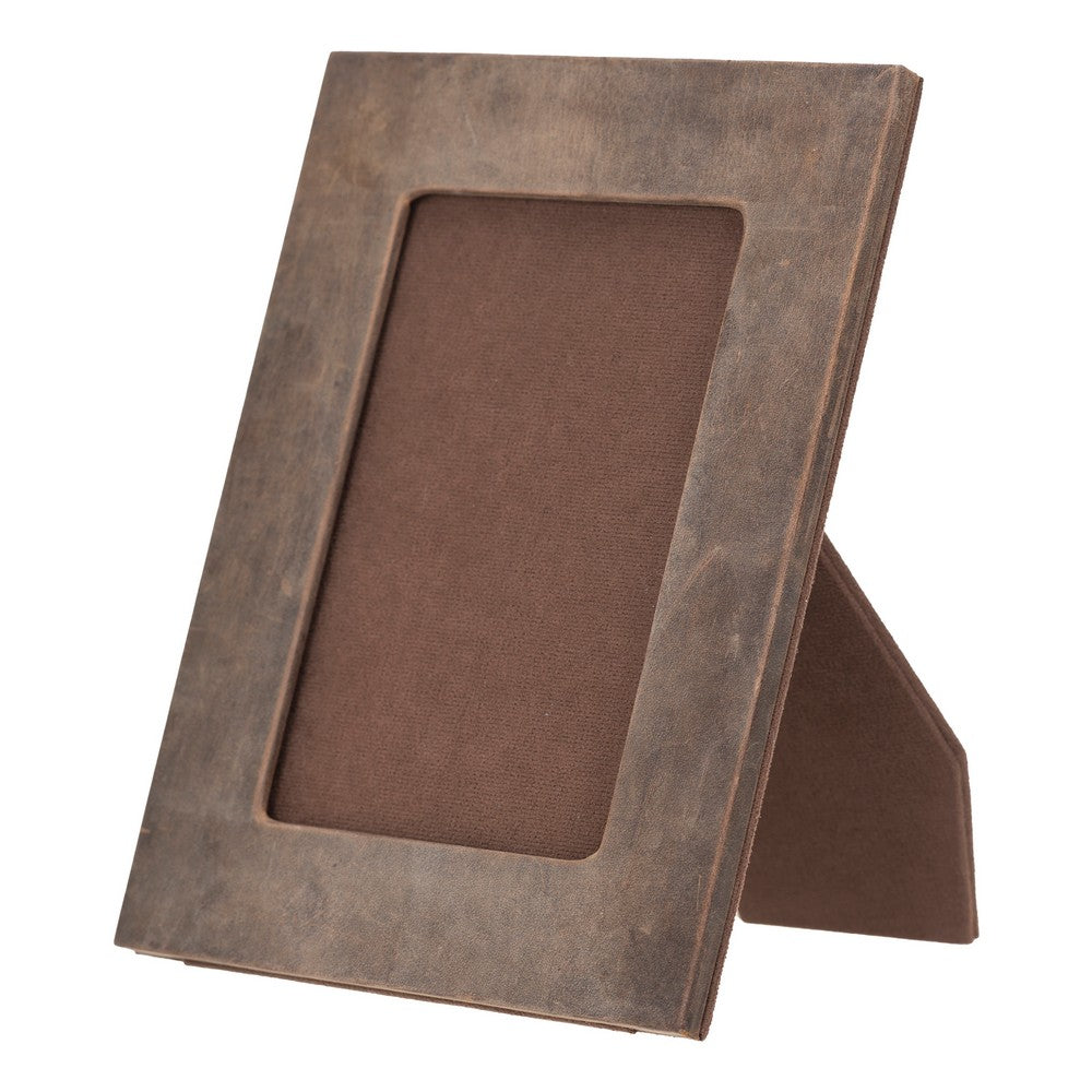 Hakiki Deri, El Yapımı Fotoğraf Çerçevesi, 22x17cm (15x10 foto) Antik Kahve