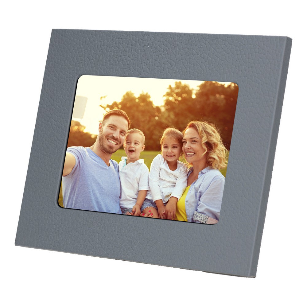 Hakiki Deri, El Yapımı Fotoğraf Çerçevesi, 22x17cm (15x10 foto) Gri