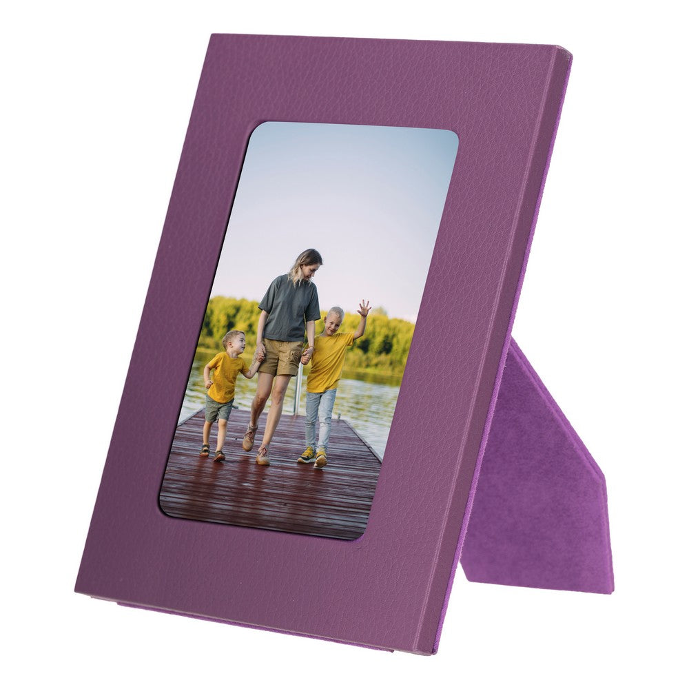 Hakiki Deri, El Yapımı Fotoğraf Çerçevesi, 22x17cm (15x10 foto) Mor
