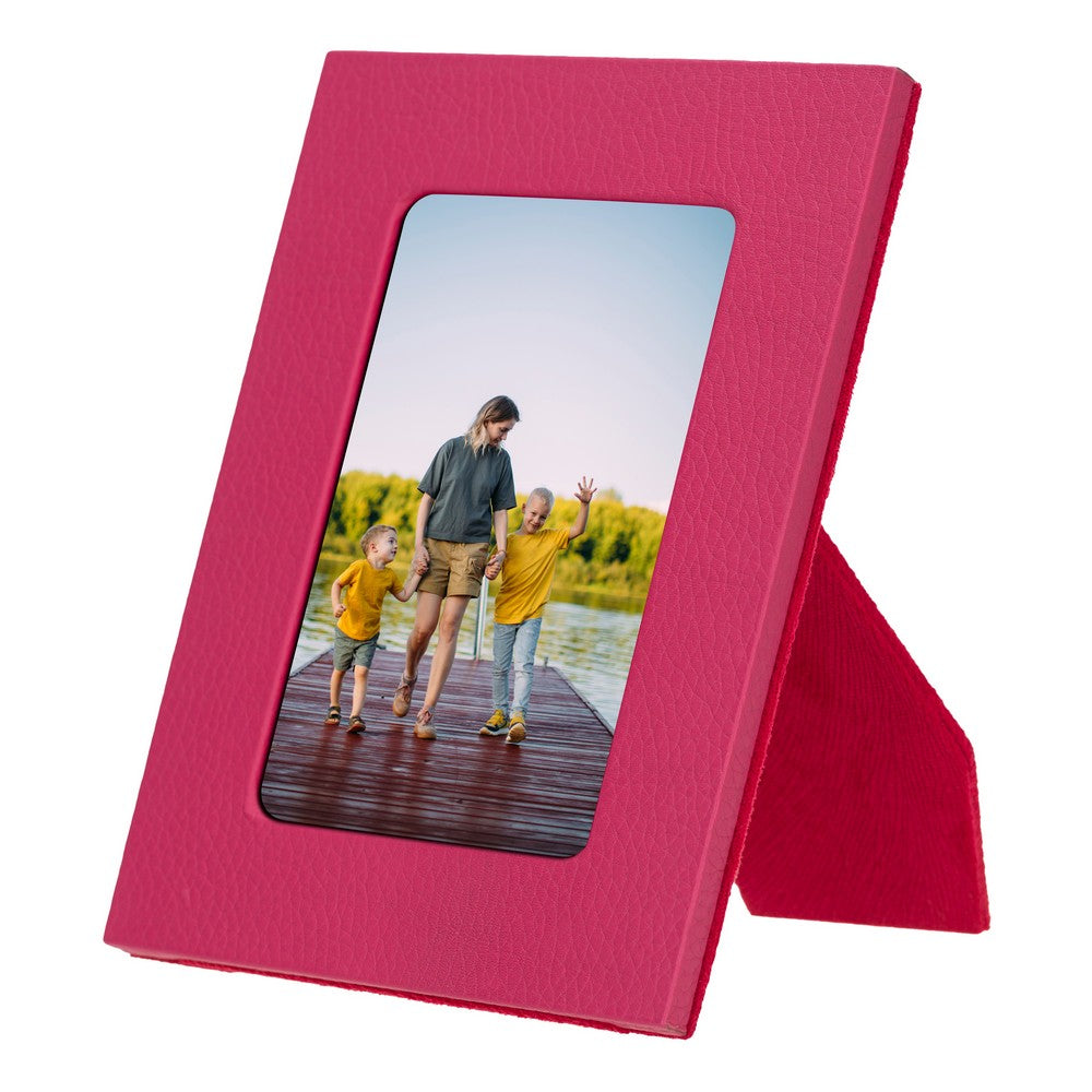 Hakiki Deri, El Yapımı Fotoğraf Çerçevesi, 22x17cm (15x10 foto) Pembe