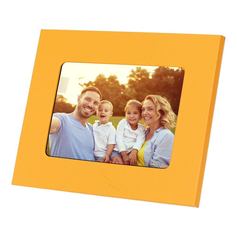 Hakiki Deri, El Yapımı Fotoğraf Çerçevesi, 22x17cm (15x10 foto) Sarı