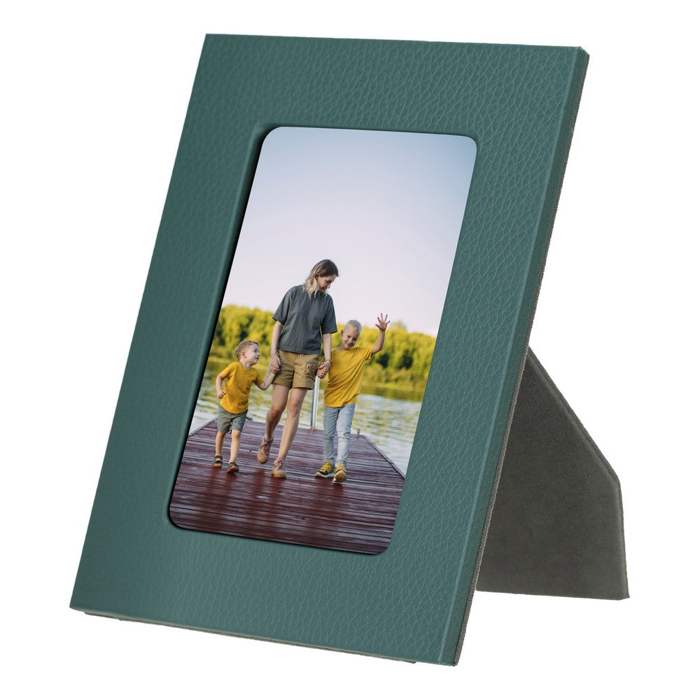 Hakiki Deri, El Yapımı Fotoğraf Çerçevesi, 22x17cm (15x10 foto) Yeşil