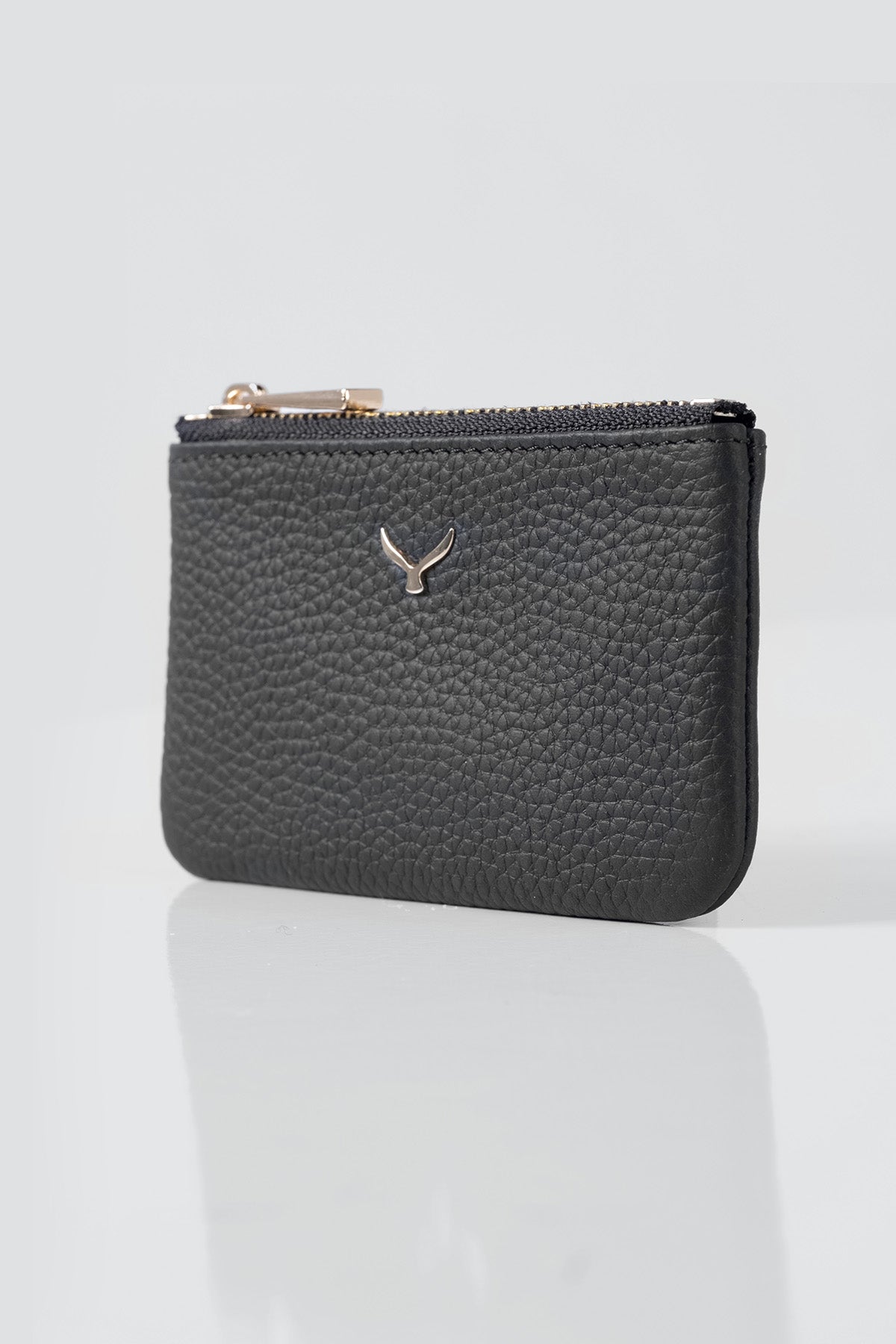 Hakiki Deri, El Yapımı, Bozuk Para Cüzdanı, Altın Renk Fermuar, 3002 Siyah