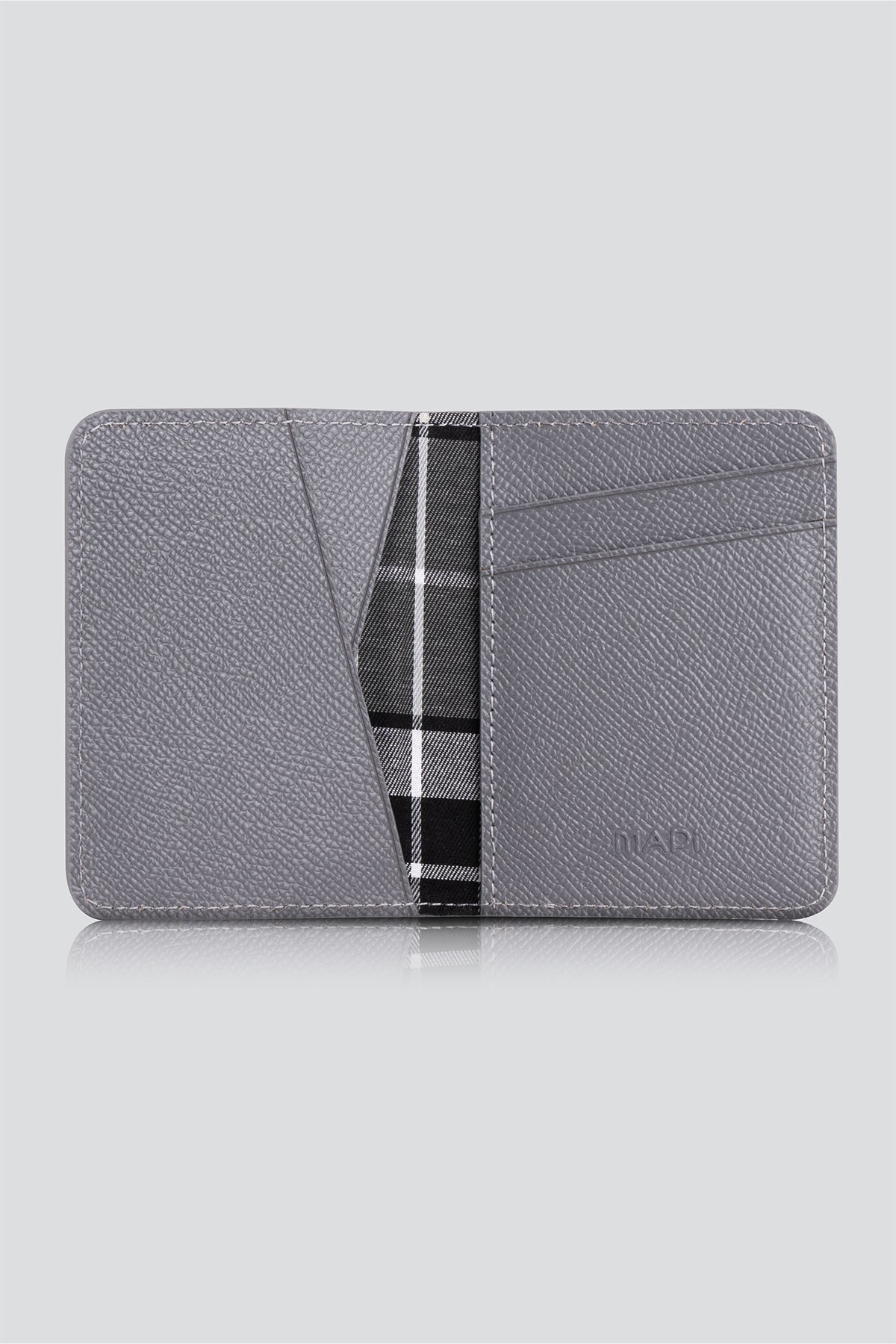 Hakiki Deri, El Yapımı, Erkek Kartlık, 6 Kart Yuvalı, 3106 Gri