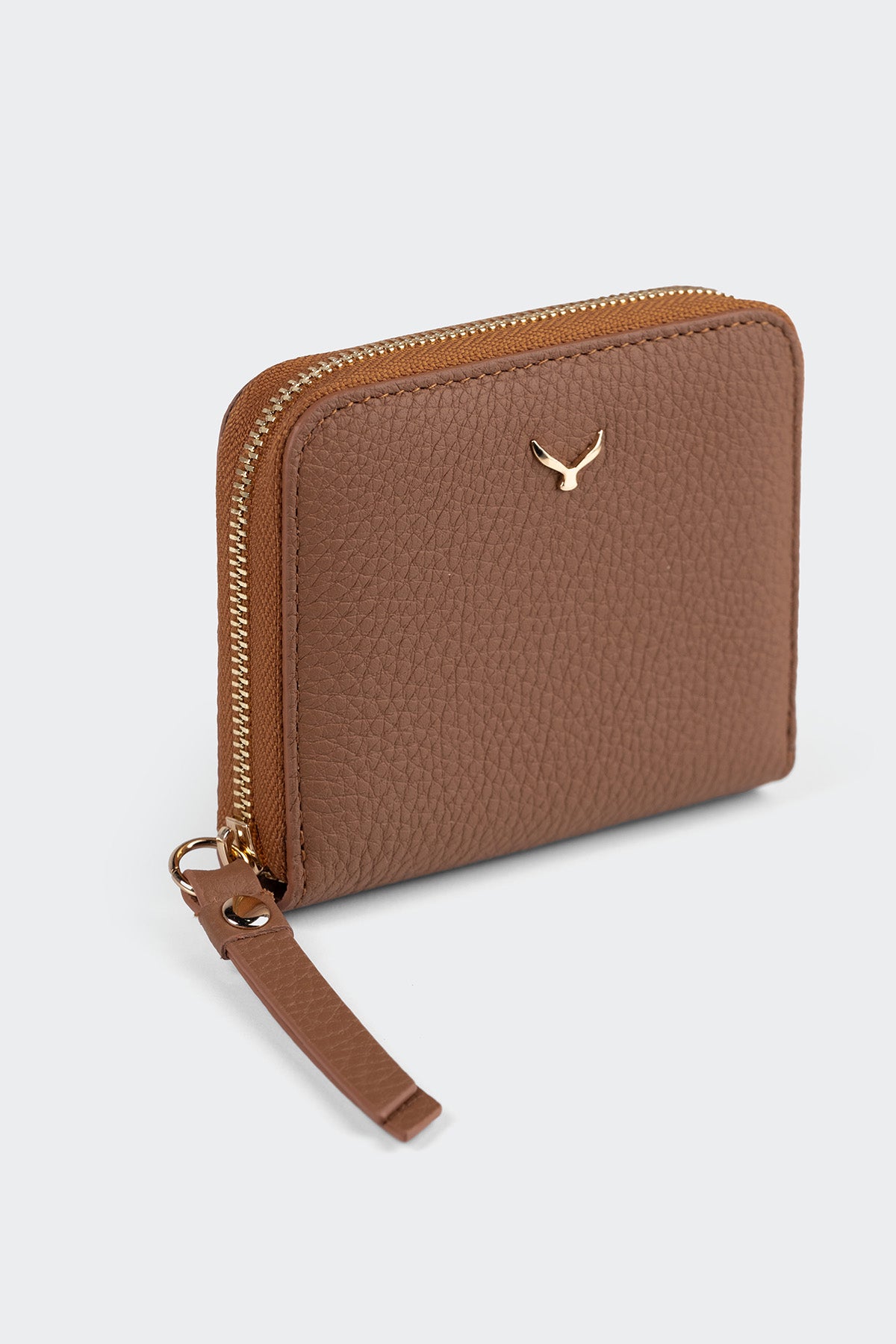 Hakiki Deri, El Yapımı, Kadın Cüzdan, Fermuarlı, 4 Kart Yuvası, 5108 Camel