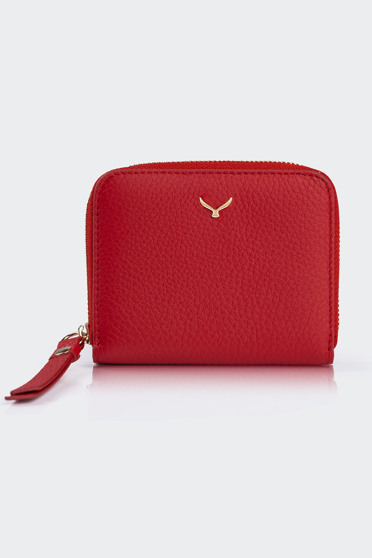 Hakiki Deri, El Yapımı, Kadın Cüzdan, Fermuarlı, 4 Kart Yuvası, 5108 Kırmızı