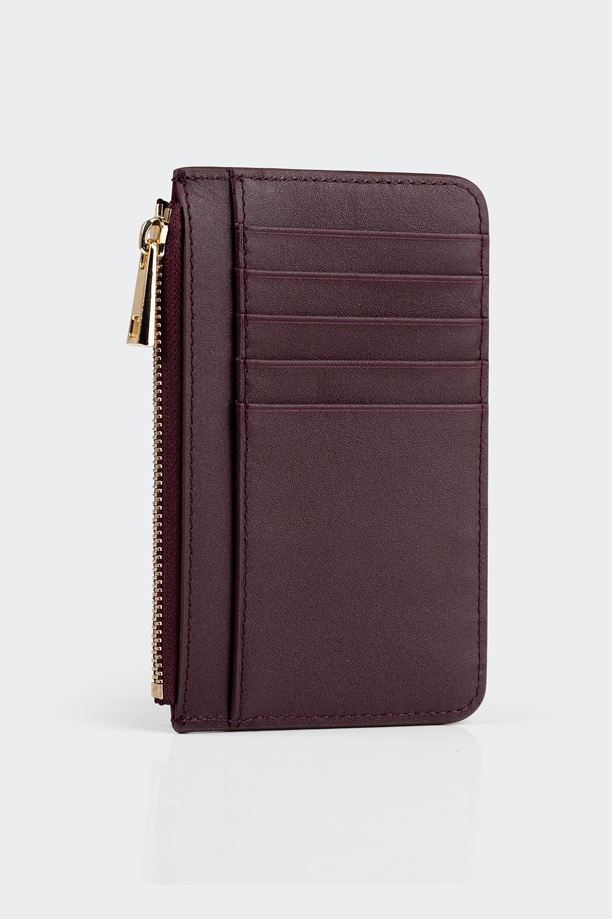 Hakiki Deri, El Yapımı, Kadın Kartlık, 5 Kart Yuvalı, 5507 Bordo