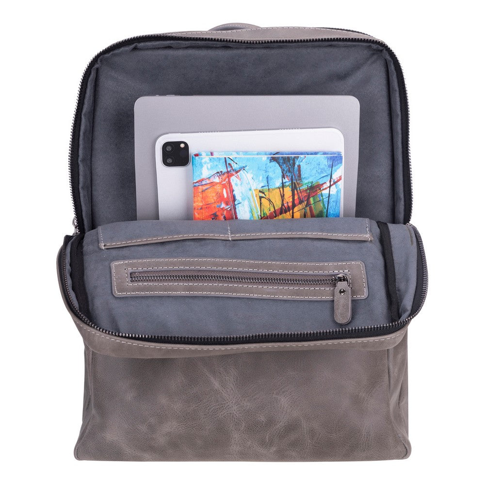 Hidden Castle Hakiki Deri, El Yapımı ,Sırt Çantası, Antik Gri