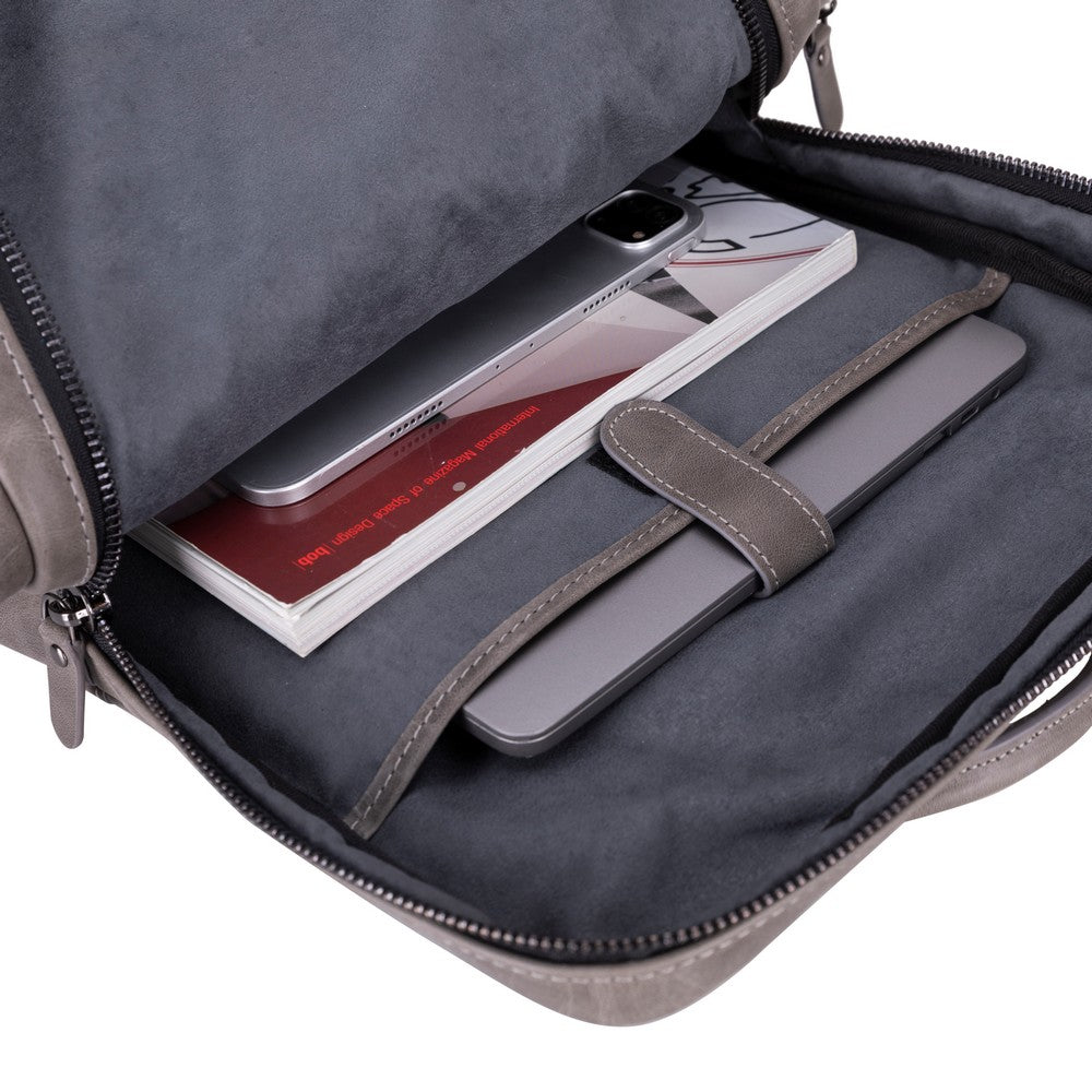 Hidden Castle Hakiki Deri, El Yapımı ,Sırt Çantası, Antik Gri