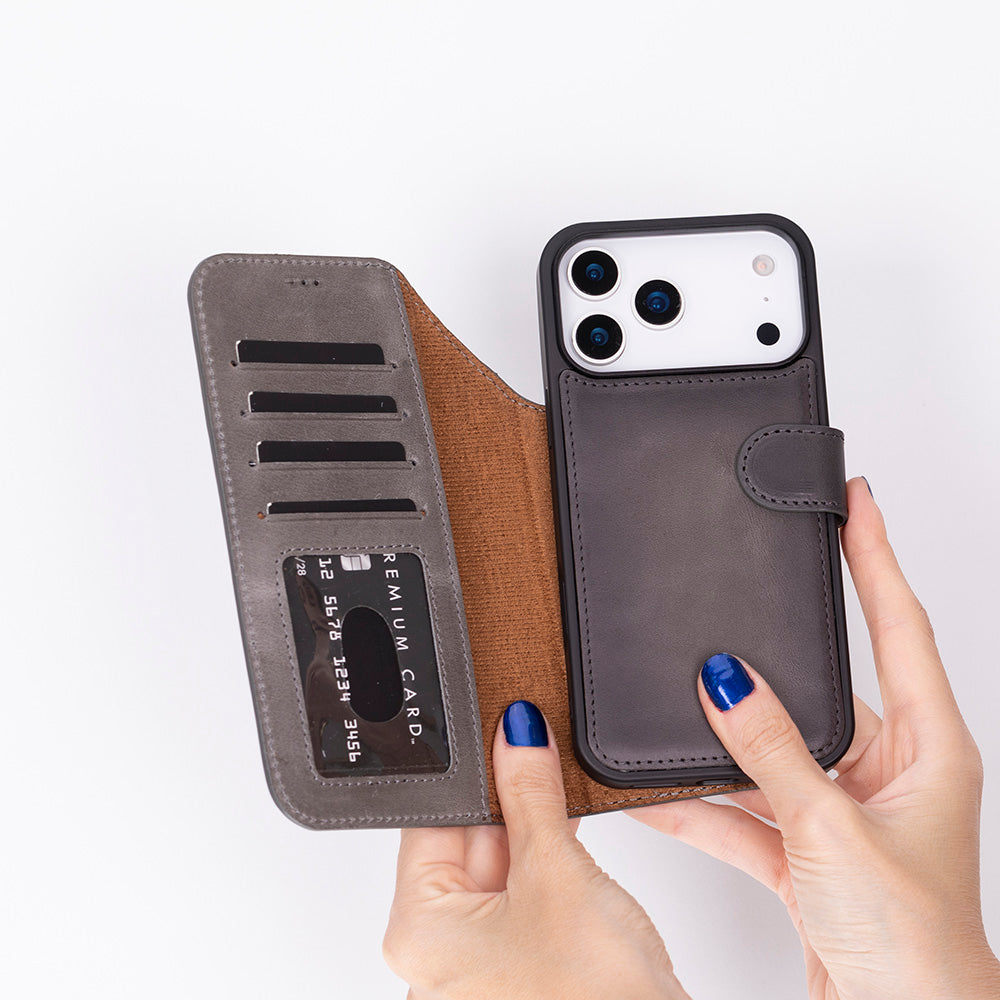 iPhone 18 Pro / 17 Pro Uyumlu Mag-Safe Hakiki Deri Cüzdan Kılıf ,Cüzdan Taşımaya Son, Kredi Kart Yuvalı, RFID Güvenlik