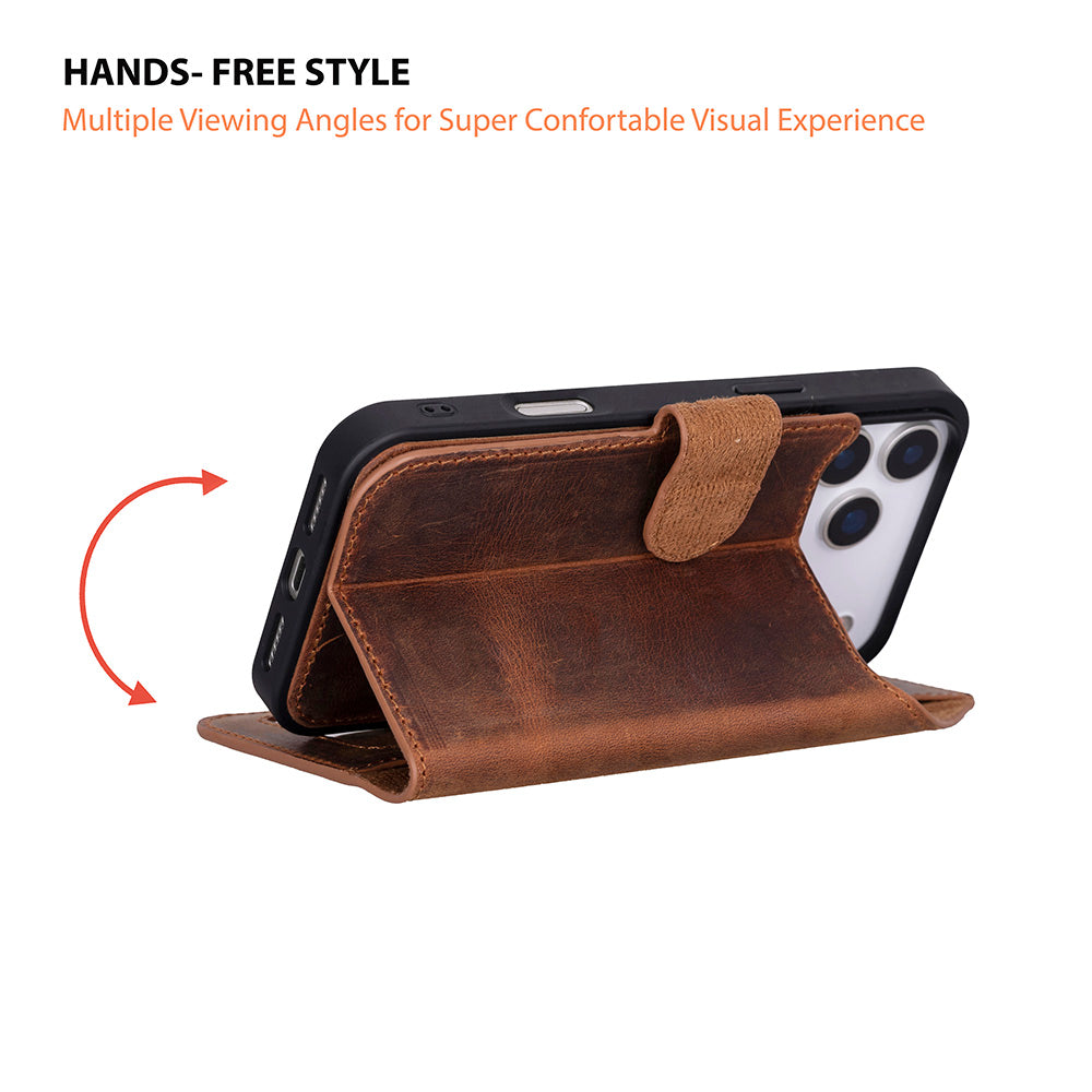 iPhone 18 Pro / 17 Pro Uyumlu Mag-Safe Hakiki Deri Cüzdan Kılıf ,Cüzdan Taşımaya Son, Kredi Kart Yuvalı, RFID Güvenlik