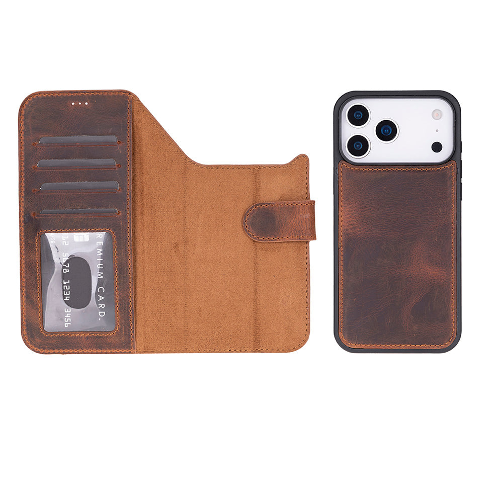 iPhone 18 Pro / 17 Pro Uyumlu Mag-Safe Hakiki Deri Cüzdan Kılıf ,Cüzdan Taşımaya Son, Kredi Kart Yuvalı, RFID Güvenlik