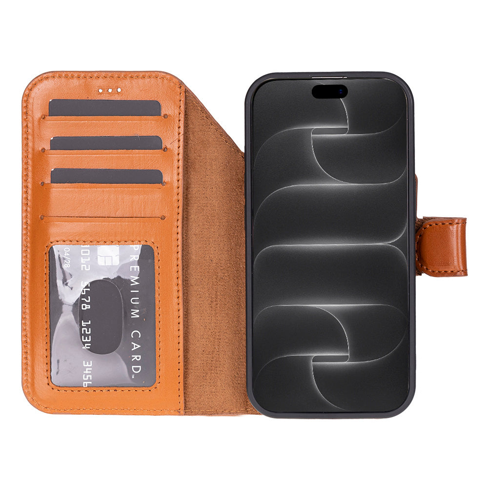 iPhone 18 Pro / 17 Pro Uyumlu Mag-Safe Hakiki Deri Cüzdan Kılıf ,Cüzdan Taşımaya Son, Kredi Kart Yuvalı, RFID Güvenlik