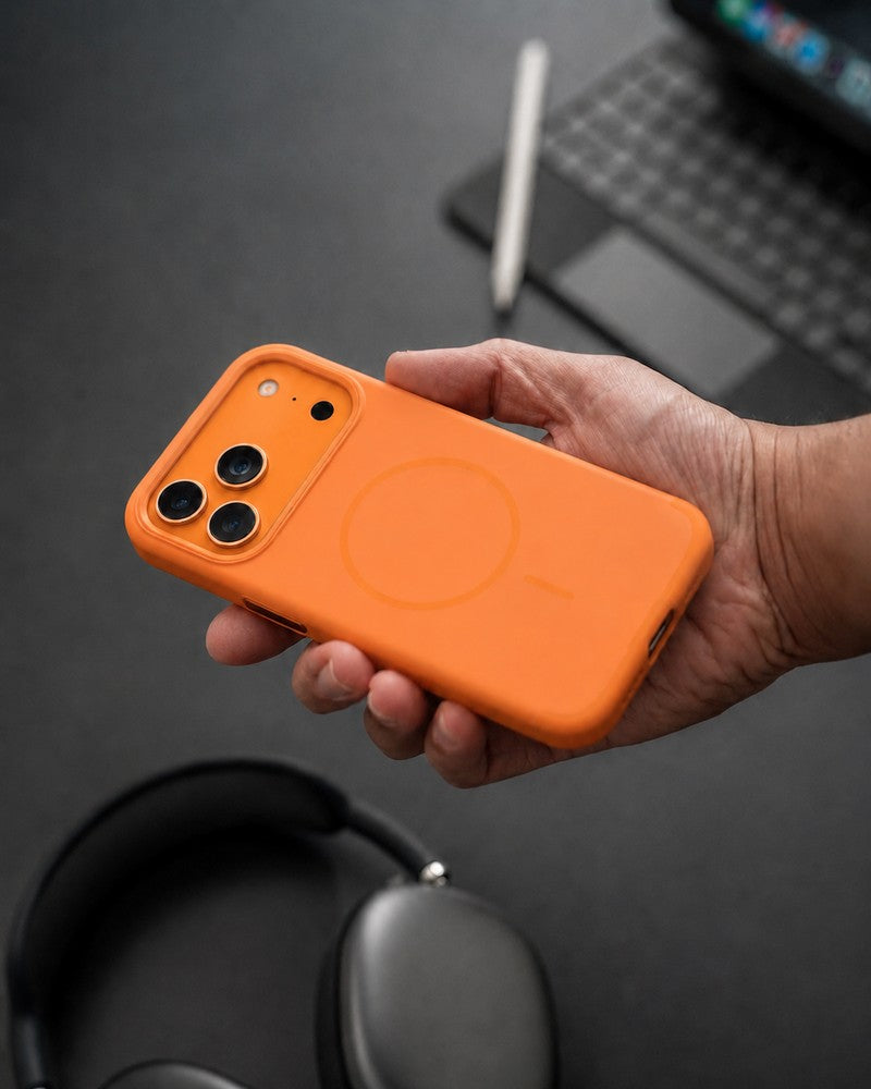 Koen iPhone 17 Pro Max Uyumlu MagSafe Kılıf – Kablosuz Şarj Destekli, Köşe Koruma Darbe Emici, Şeffaf Mat Premium Telefon Kılıfı, Orange