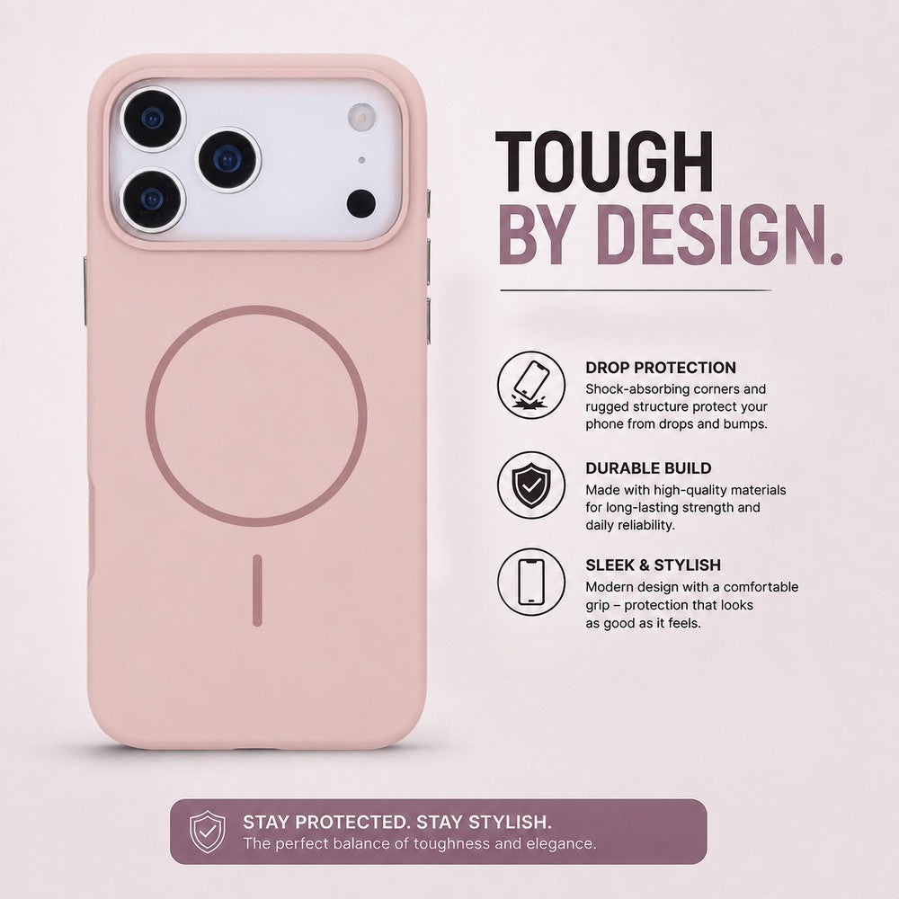 Koen iPhone 17 Pro Uyumlu MagSafe Kılıf – Kablosuz Şarj Destekli, Köşe Koruma Darbe Emici, Şeffaf Mat Premium Telefon Kılıfı, Bej Rengi