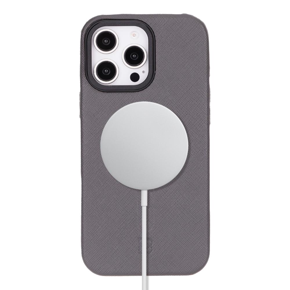 Apple iPhone 16 Pro Uyumlu, Ultra İnce Hakiki Deri Kılıf, Premium Koruma & Şık Tasarım, MagSafe Uyumlu, Duman Gri