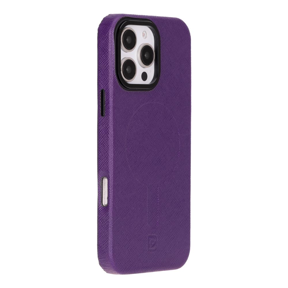 Apple iPhone 16 Pro Max Uyumlu, Ultra İnce Hakiki Deri Kılıf, Premium Koruma & Şık Tasarım, MagSafe Uyumlu, Mor Renk