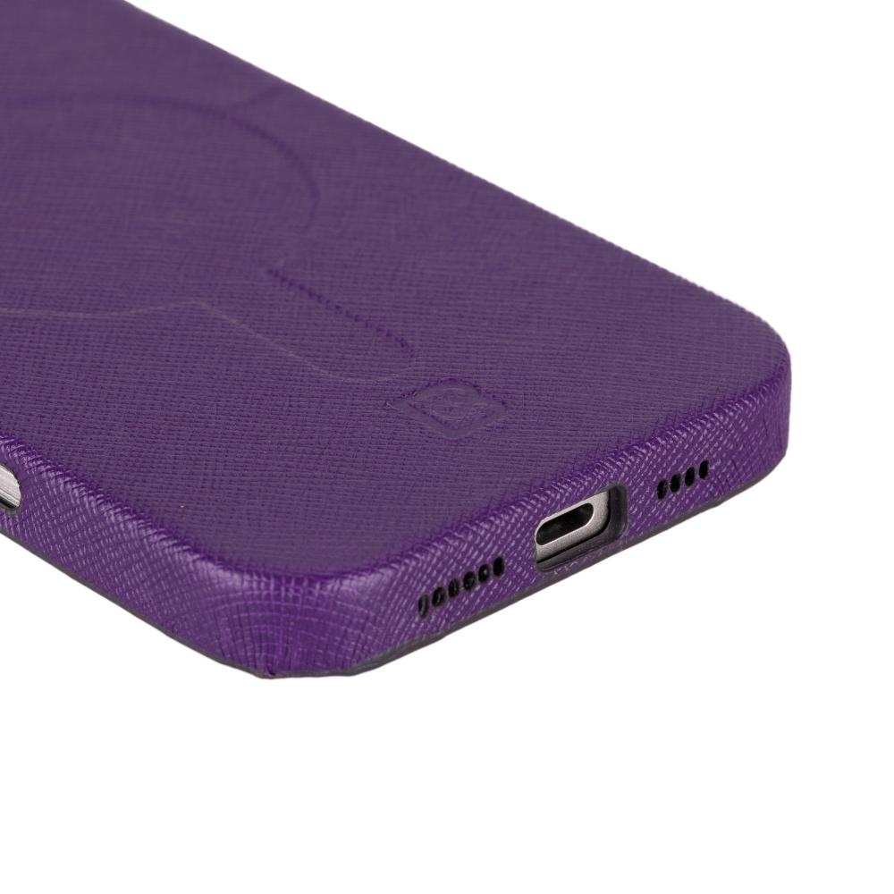 Apple iPhone 16 Pro Max Uyumlu, Ultra İnce Hakiki Deri Kılıf, Premium Koruma & Şık Tasarım, MagSafe Uyumlu, Mor Renk