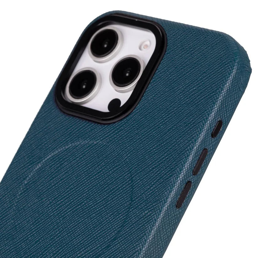 Apple iPhone 16 Pro Max Uyumlu, Ultra İnce Hakiki Deri Kılıf, Premium Koruma & Şık Tasarım, MagSafe Uyumlu, Mavi