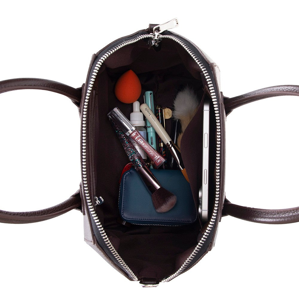 Lorenza Hakiki Deri, El Yapımı, Kadın Çantası, Kahve, Small