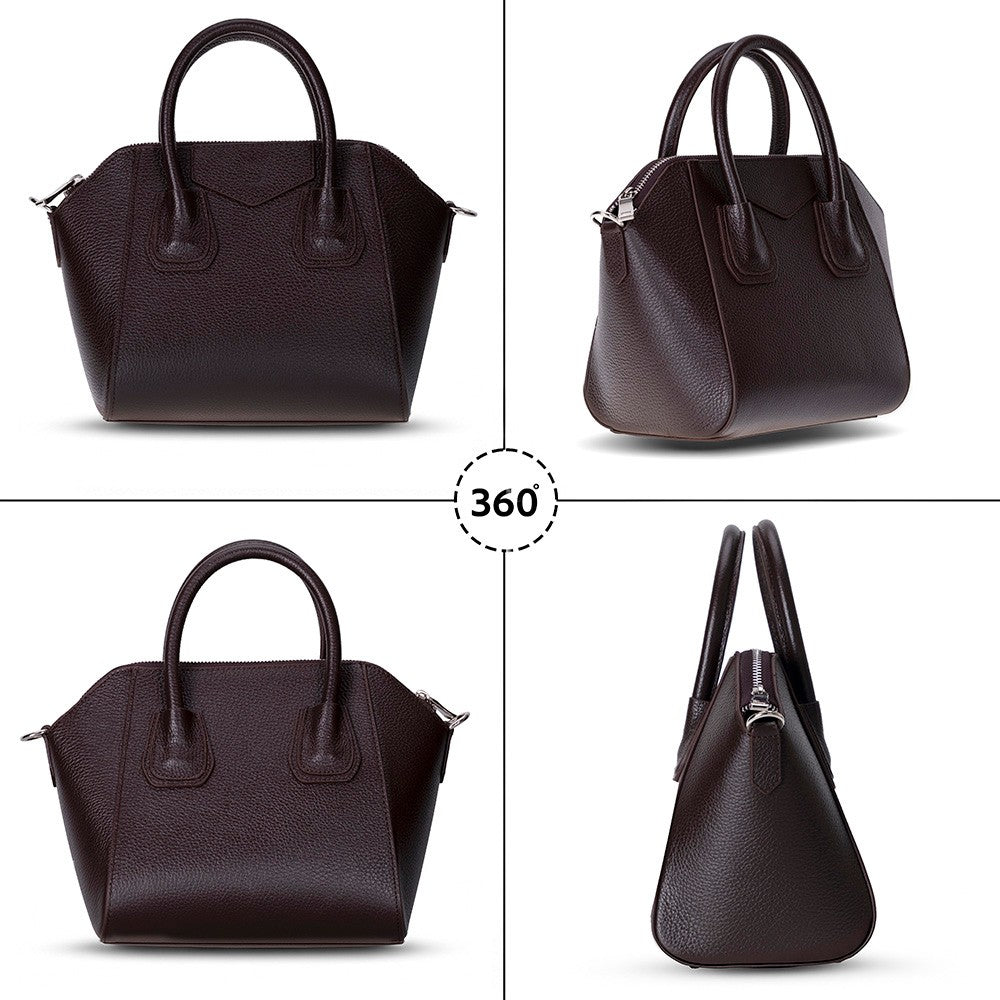 Lorenza Hakiki Deri, El Yapımı, Kadın Çantası, Kahve, Small