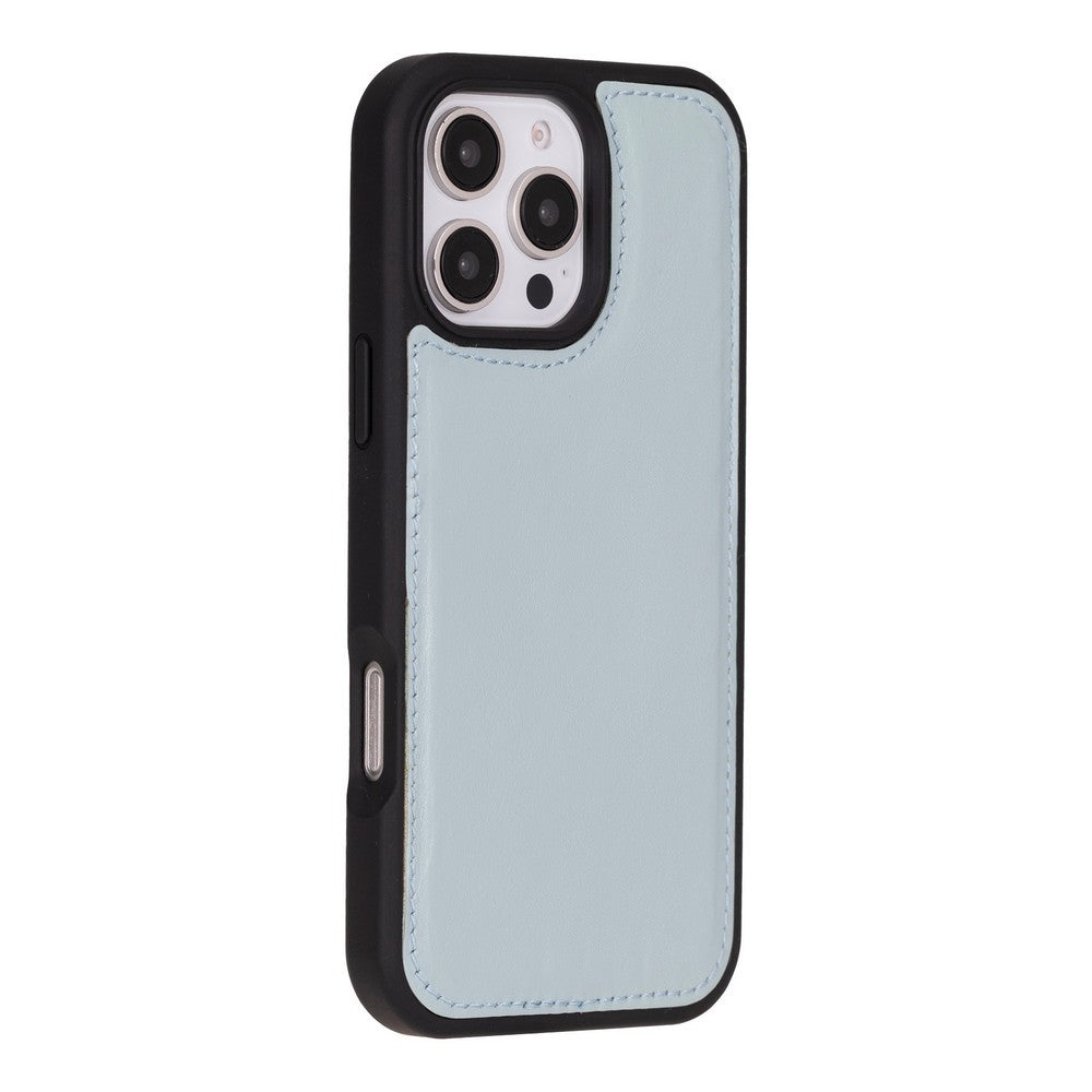 Cüzdan Taşıma Derdi Olmadan – iPhone 16 Pro Max Uyumlu Hakiki Deri El Yapımı Kart Yuvalı Kılıf (Bulut Mavisi)