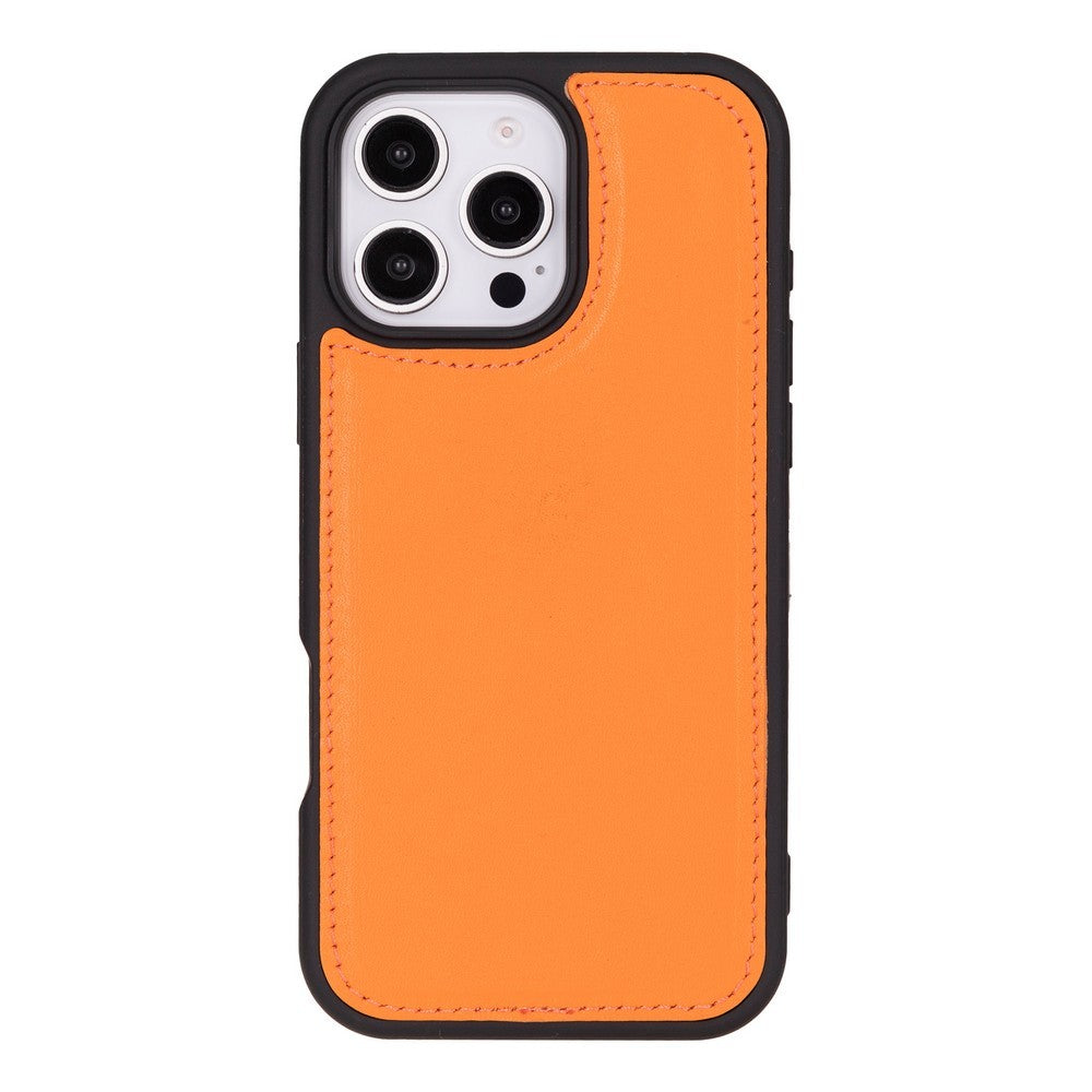 Cüzdan Taşıma Derdi Olmadan – iPhone 16 Pro Max Uyumlu Hakiki Deri El Yapımı Kart Yuvalı Kılıf (Turuncu)