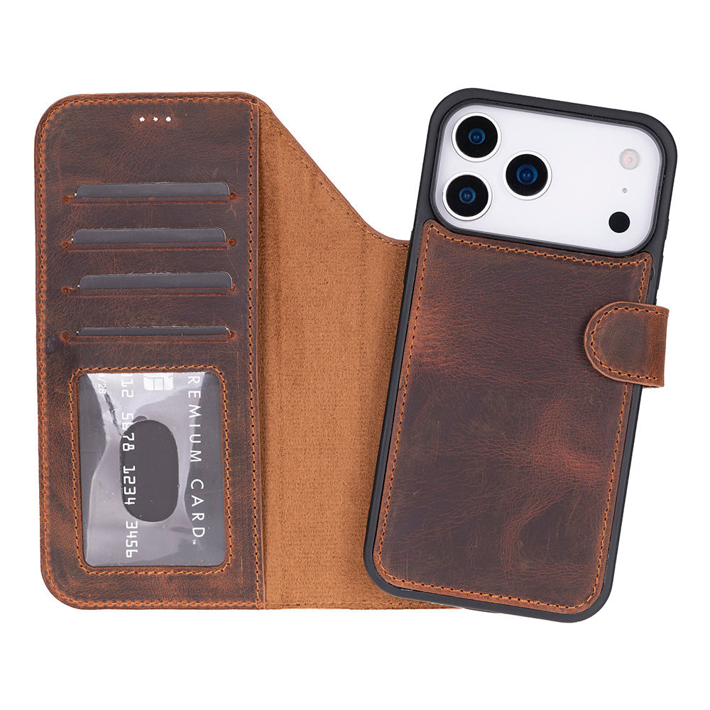 iPhone 18 ProMax / 17 Pro Max Uyumlu Mag-Safe Hakiki Deri Cüzdan Kılıf ,Cüzdan Taşımaya Son, Kredi Kart Yuvalı, RFID Güvenlik