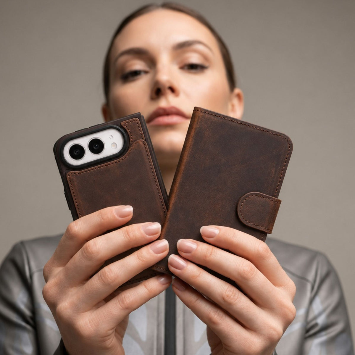 iPhone Duo Uyumlu Mag-Safe Hakiki Deri Cüzdan Kılıf ,Cüzdan Taşımaya Son, Kredi Kart Yuvalı, RFID Güvenlik