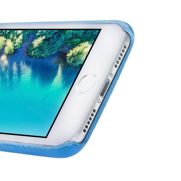 Apple iPhone 7-8-SE Uyumlu Deri Arka Kapak MN-UJ ERC8 Mavi