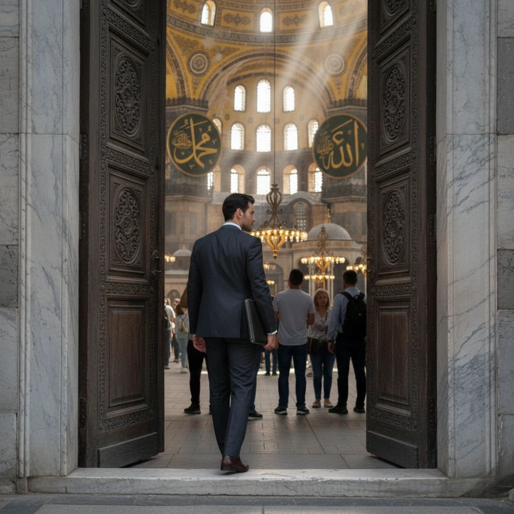 MIRAJ – Deri Kılıflı Taşınabilir Lüks Seccade - Siyah Deri