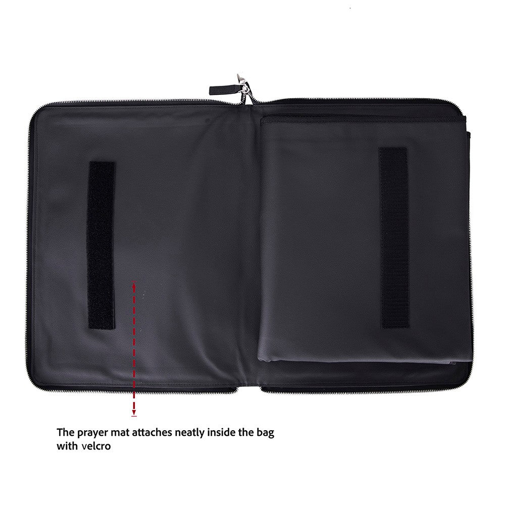 MIRAJ – Deri Kılıflı Taşınabilir Lüks Seccade - Siyah Deri