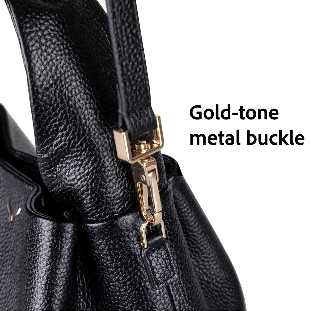 Modern ve Fonksiyonel Tasarımıyla Hakiki Deri Kadın Omuz Çantası – Cortina - Siyah