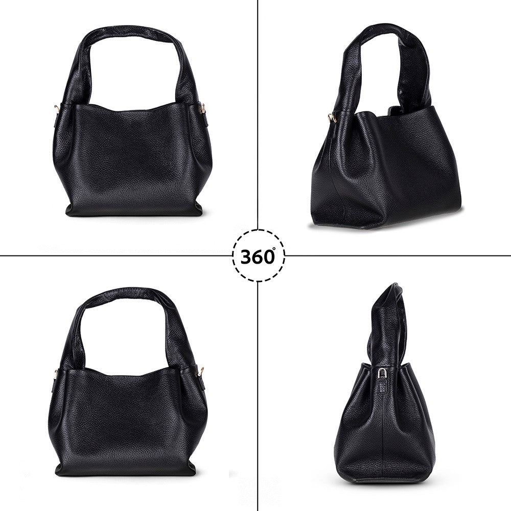 Modern ve Fonksiyonel Tasarımıyla Hakiki Deri Kadın Omuz Çantası – Cortina - Siyah