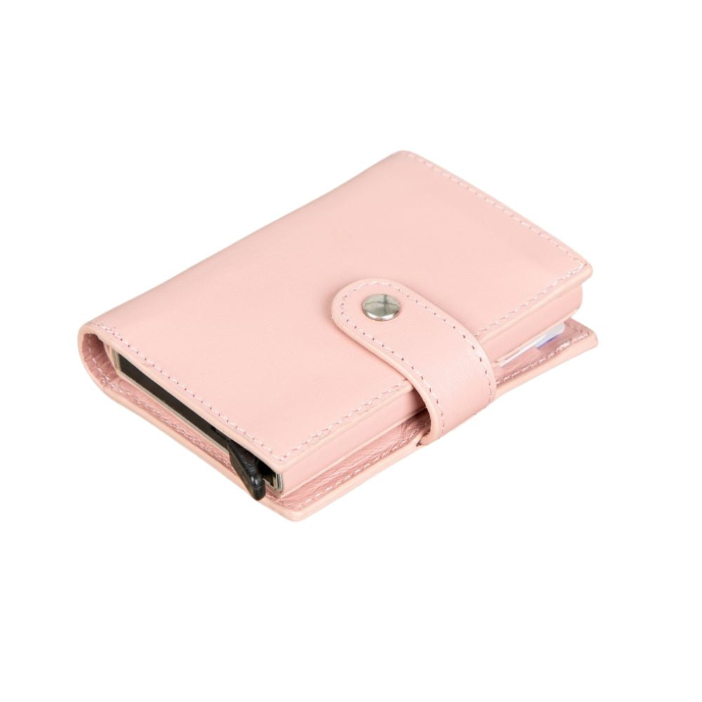 Palertag Apple AirTag Yuvalı, Hakiki Deri, El Yapımı, Pop-Up Cüzdan, Pembe