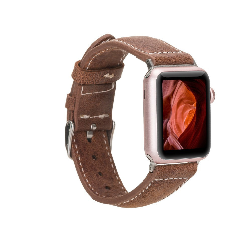 Apple Watch Uyumlu Deri Kordon, Spor Model, Sütlü Kahve